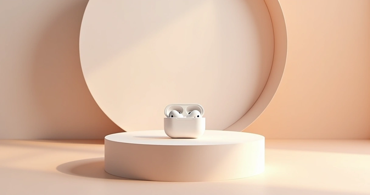 Produto fotografado em estúdio minimalista com fundo colorido suave 