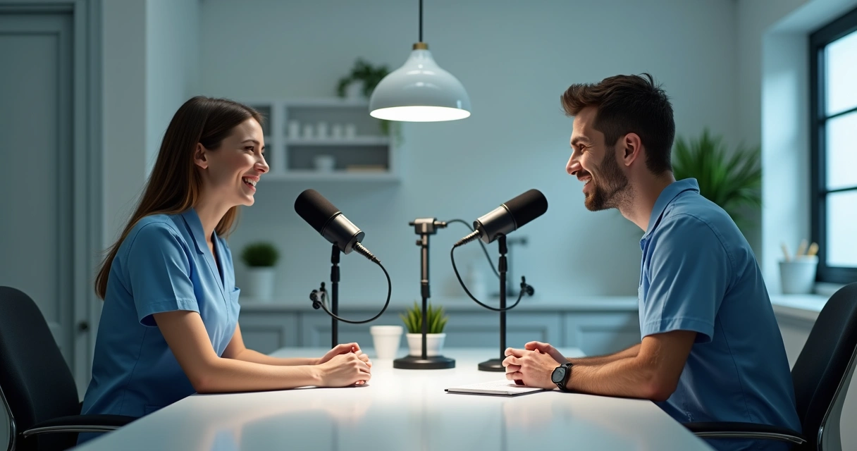 Setup simples de podcast em clínica 