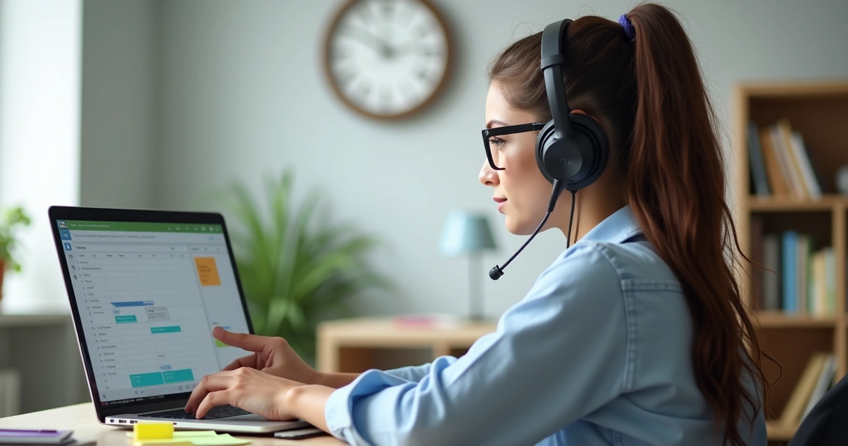 Pessoa organizando estudos online, agenda e computador 