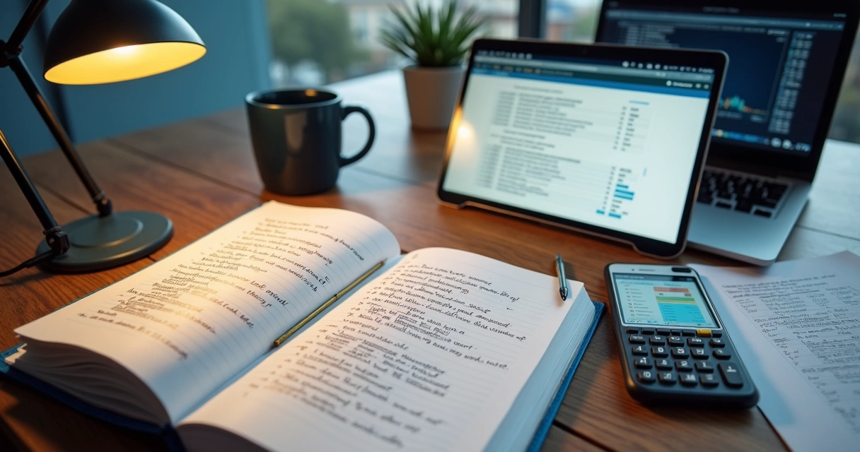 Mesa de estudo para certificação financeira