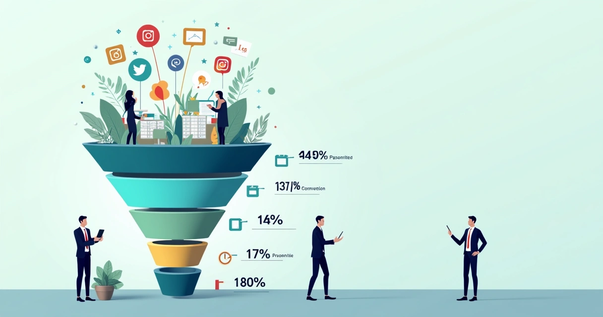 Diagrama mostrando as etapas do funil de vendas imobiliário 
