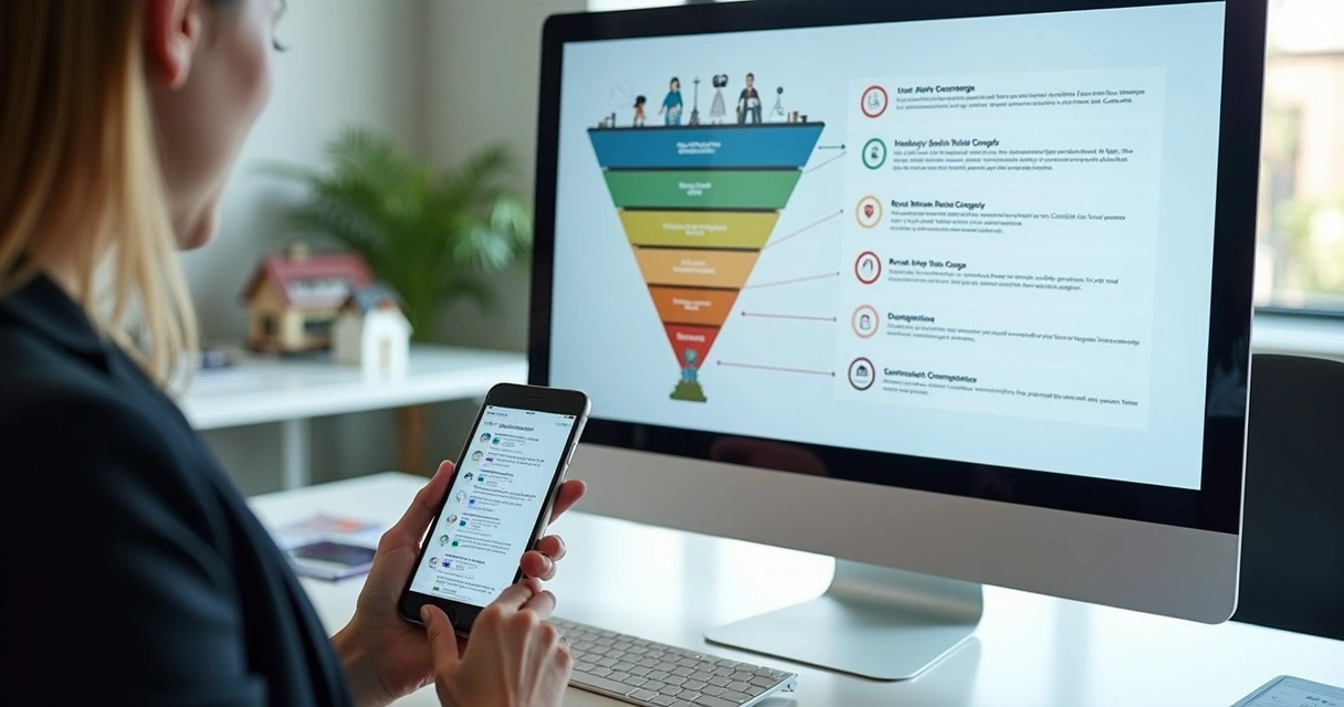 Fluxo digital de vendas e conversão de clientes em imobiliária