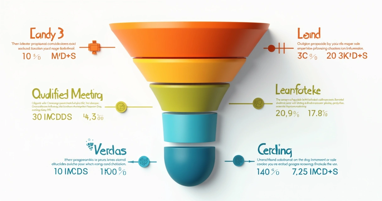 Infográfico mostrando estágios do funil de vendas visualmente, de leads até fechamento