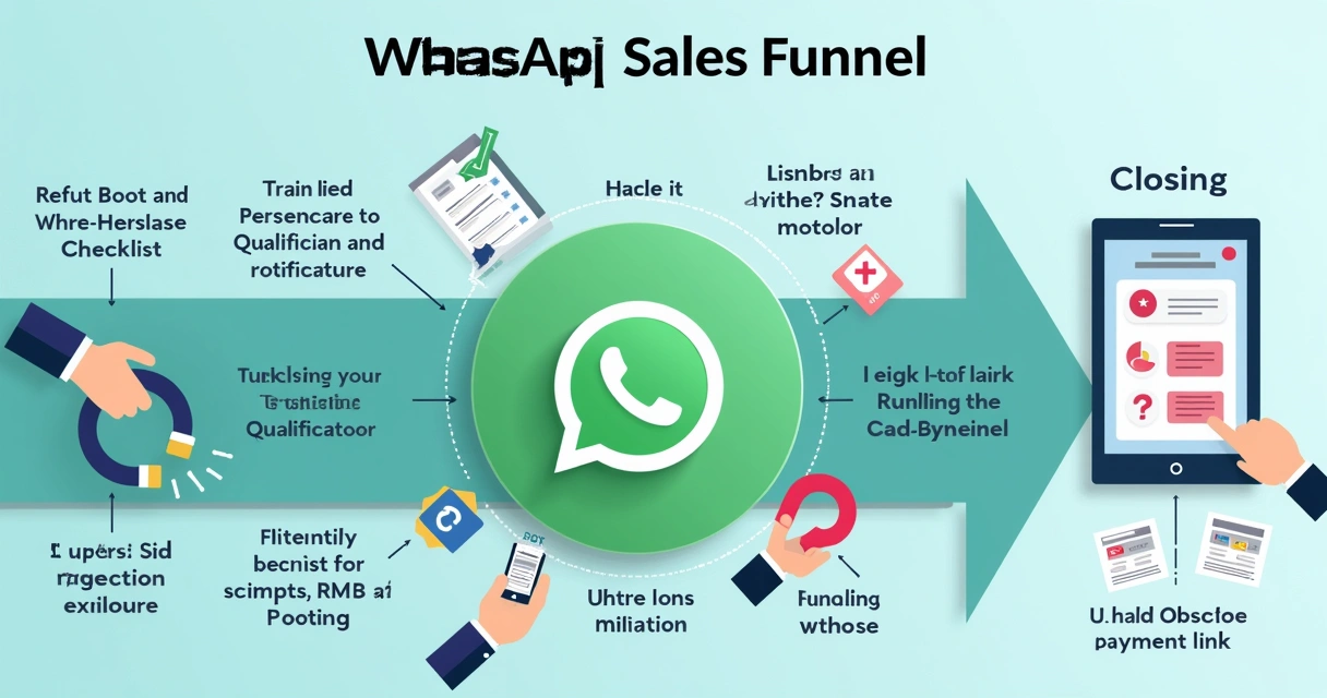 Fluxo do funil de vendas com etapas do WhatsApp 