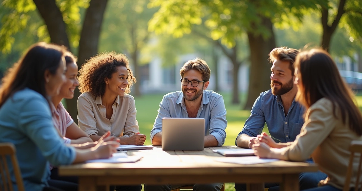 Community group and business people participating in ethical decision-making 