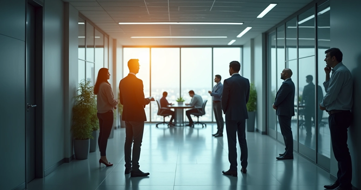 Employees facing a symbolic ethical choice in an office