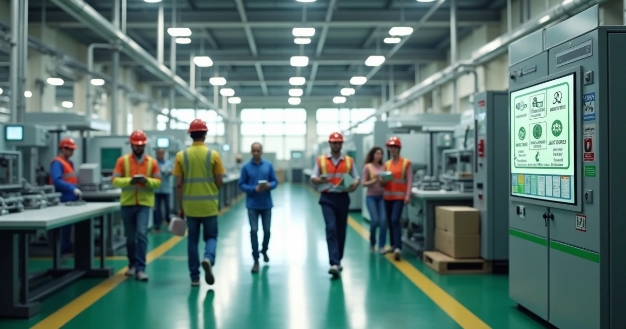 Factory floor review with worker safety and sourcing oversight