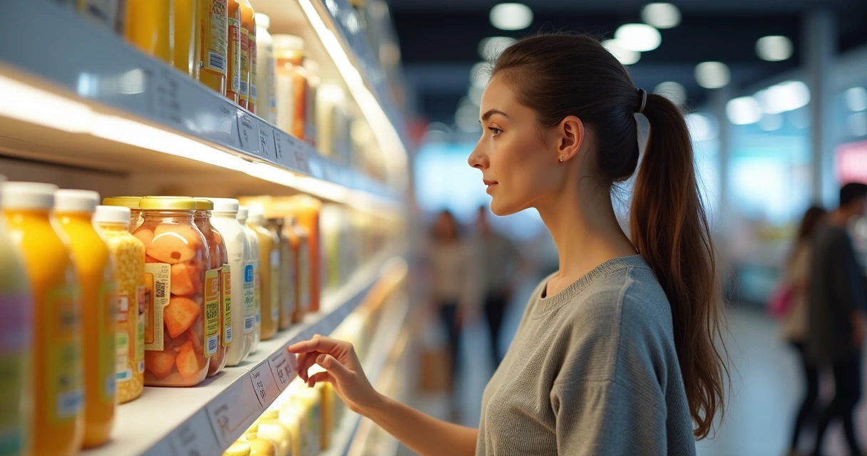 Woman choosing between two products at a store
