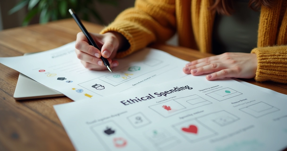 Person reviewing financial plans with ethical checklist 