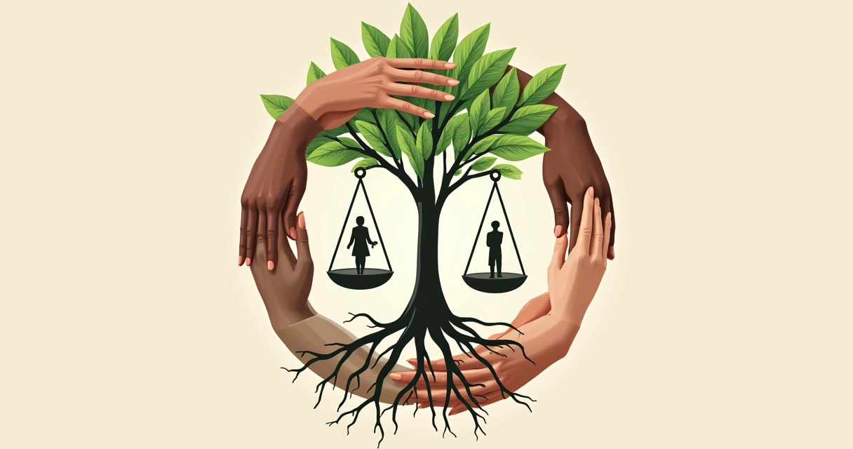 Visual of interconnected symbols showing ethics, human value, and sustainability 