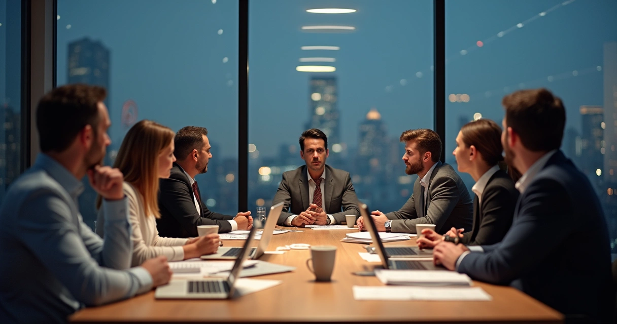 Business people shaking hands at a negotiation table 