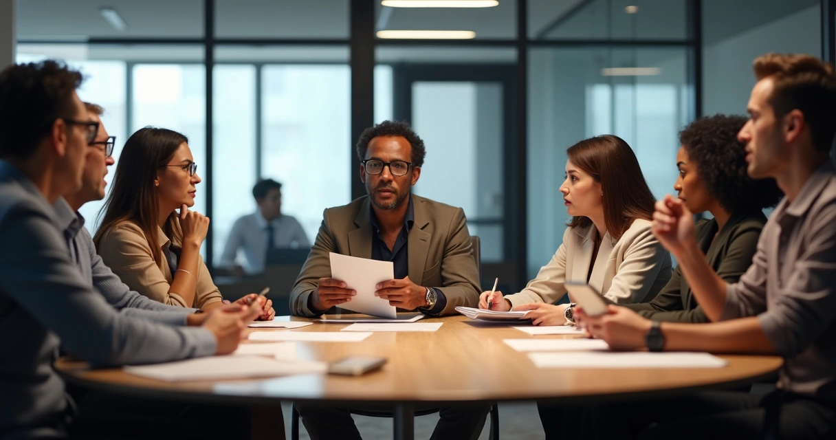 Group of people making a decision together at a round table