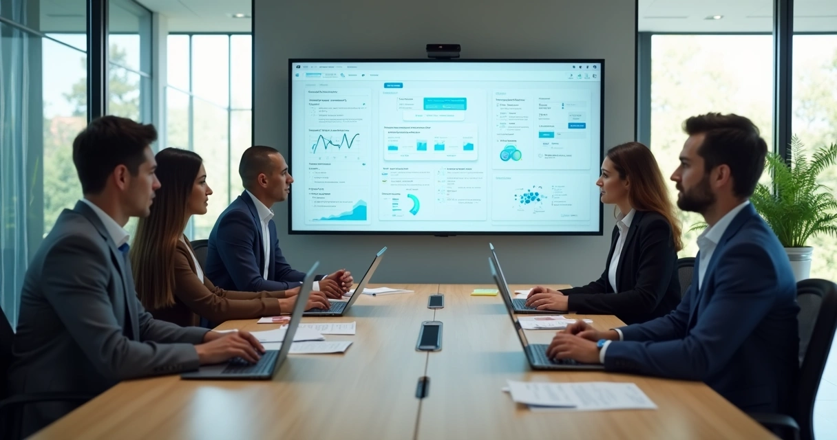 Team reviewing AI dashboard and ethics notes
