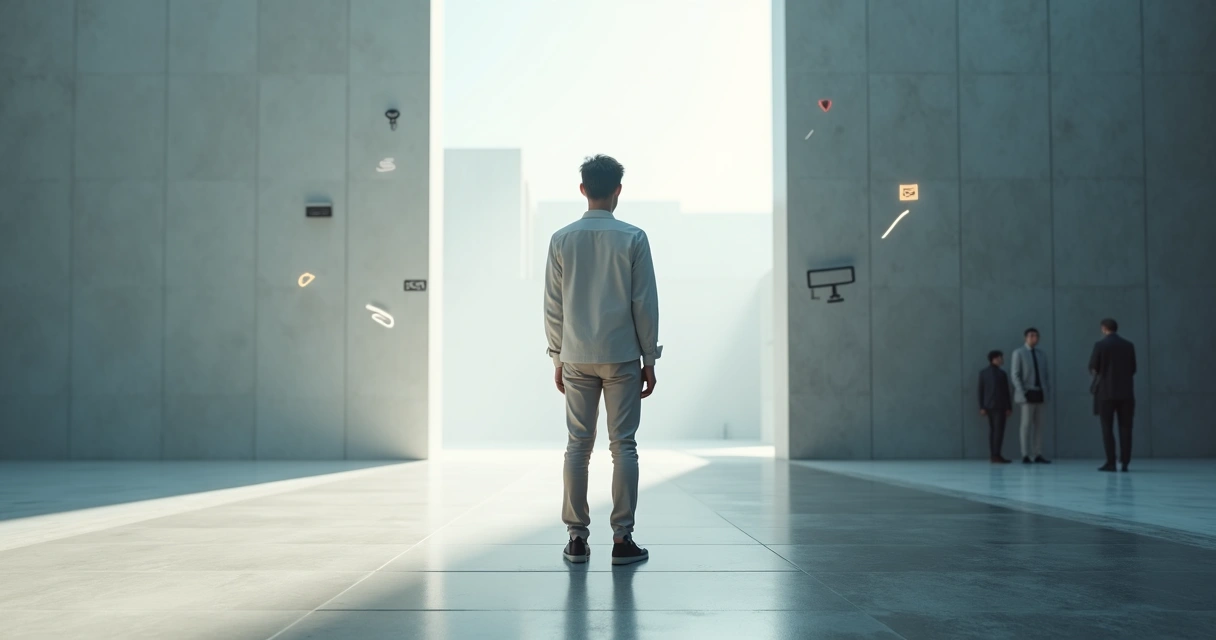 Pessoa em encruzilhada entre caminho da autonomia e da obediência 