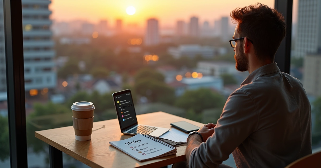 Pessoa refletindo sobre escolhas éticas em um ambiente urbano moderno 