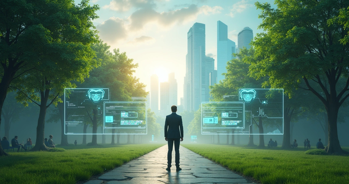 Líder olhando para dois caminhos, representando escolha ética diante da tecnologia 