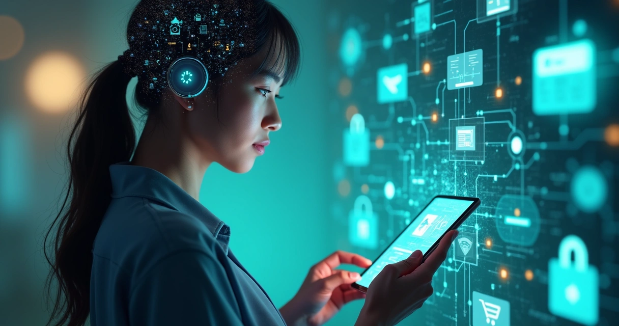 Representação de algoritmos e inteligência artificial influenciando decisões de compra 