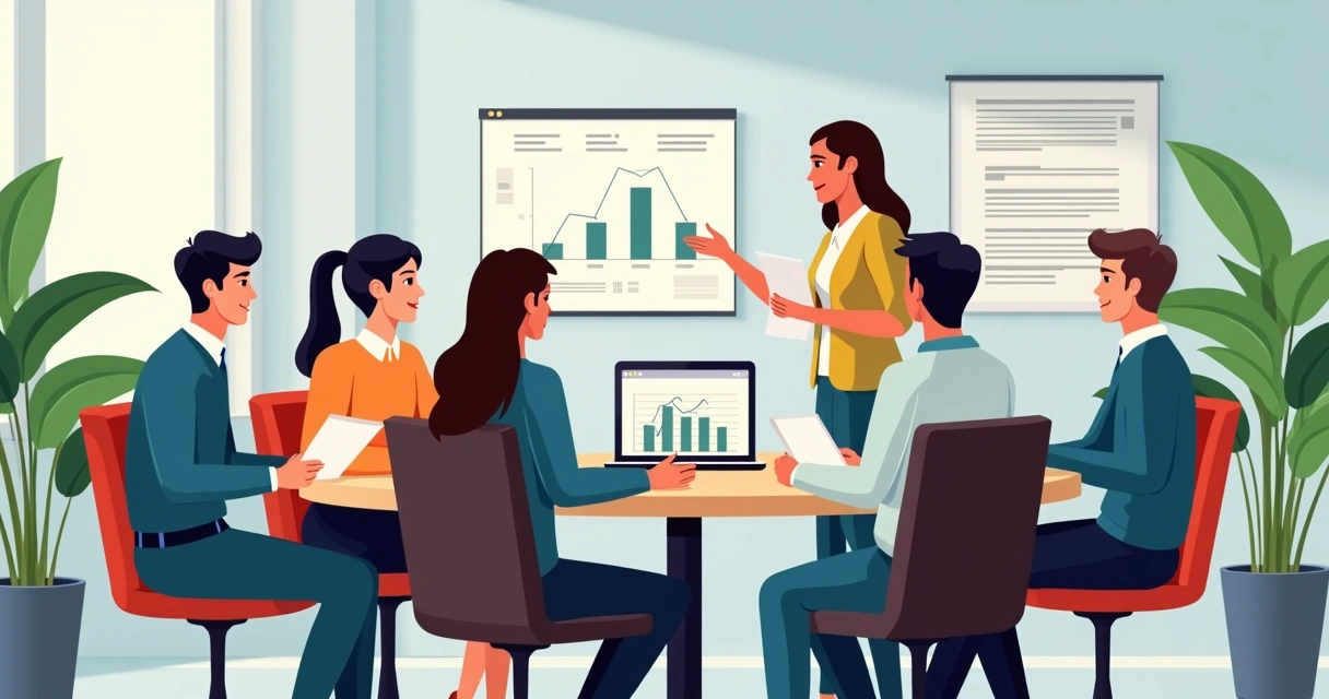 Colaboradores em um ambiente de trabalho colaborativo discutindo questões éticas