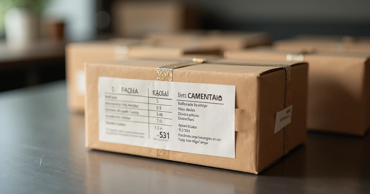 Etiqueta detalhada de embalagem de delivery com informações de validade e ingredientes 