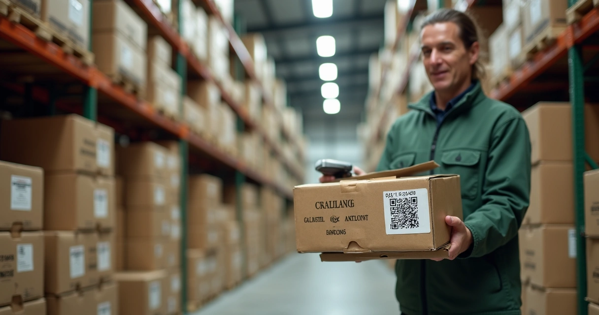 Caixas de alimentos com etiquetas e leitura digital 