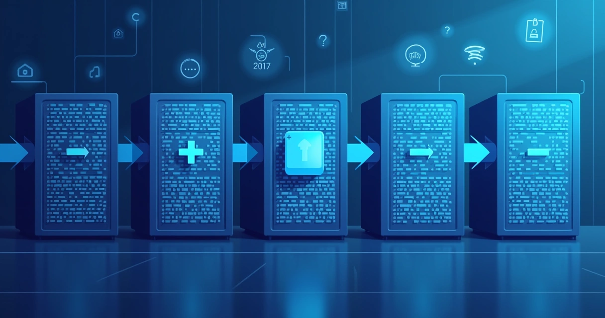 Servers with data transfer in a modern EU data center 