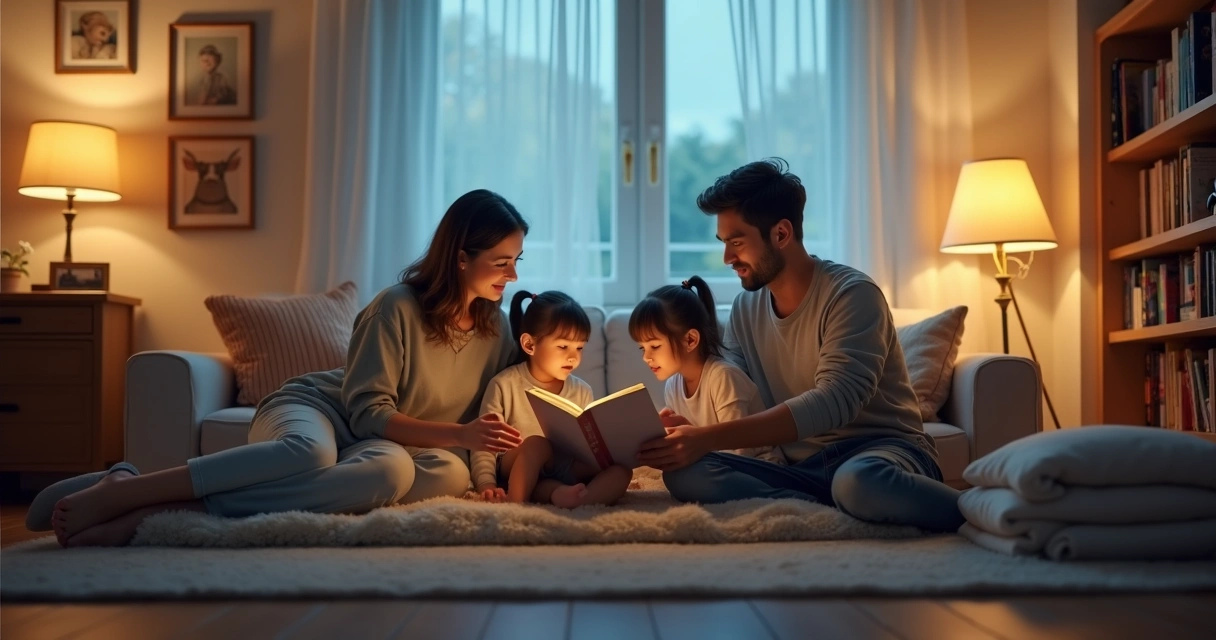 Family evening routine with calm connection at home 