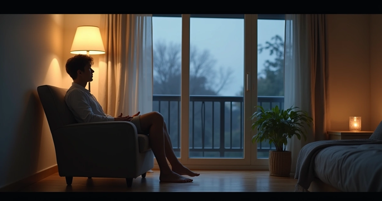 Quiet evening meditation in a chair 