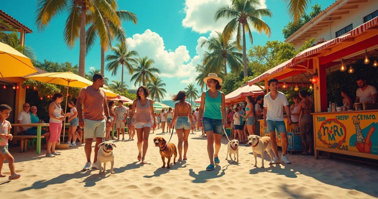 Festa brasileira com famílias e pets ao ar livre 