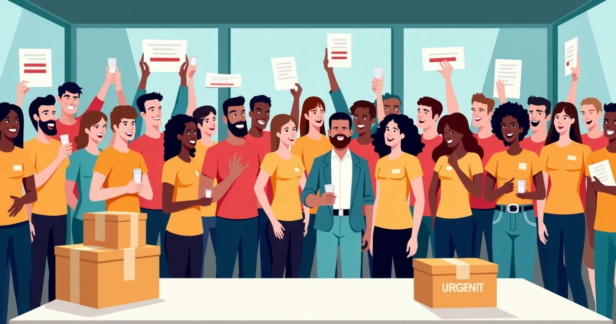 Evento usando camisetas personalizadas feitas em regime expresso