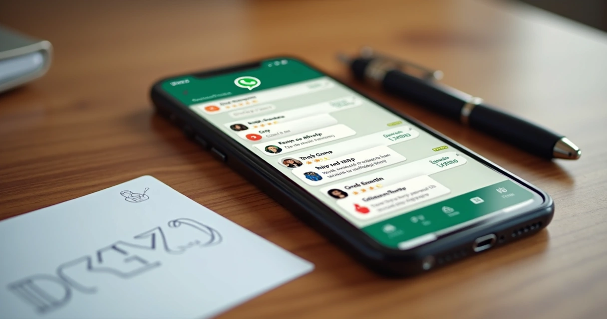Pessoa visualizando lista de confirmações de evento no WhatsApp 