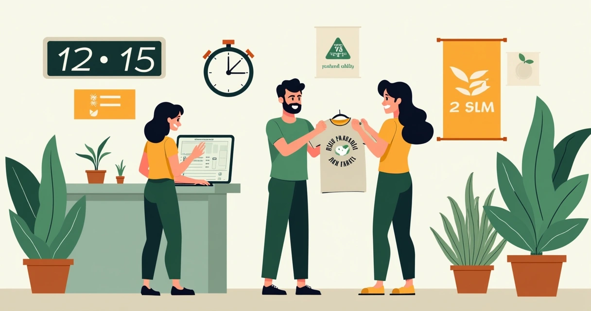 Camisetas ecológicas sendo distribuídas em evento corporativo