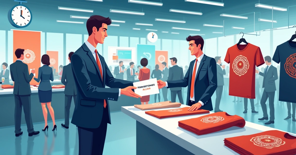 Executivo recebendo camiseta personalizada em evento no Brasil