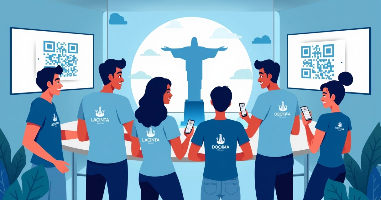 Colaboradores de empresa carioca em evento corporativo usando camisetas personalizadas 