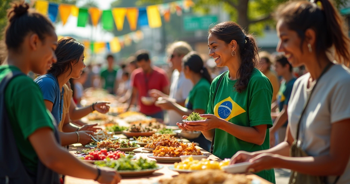 Voluntários brasileiros organizando evento cultural nos EUA 