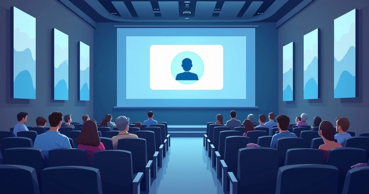 Auditório digital vazio durante transmissão online