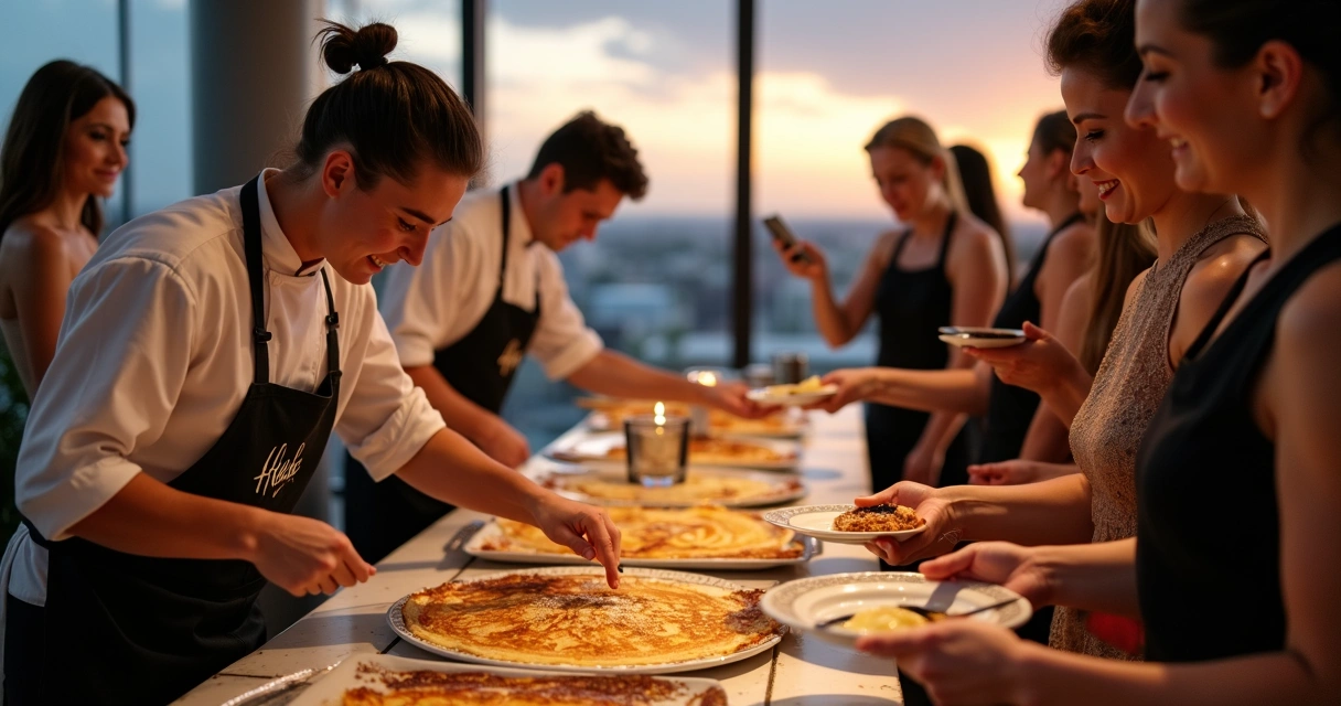 Evento empresarial em Tampa com buffet de crepe ao vivo 