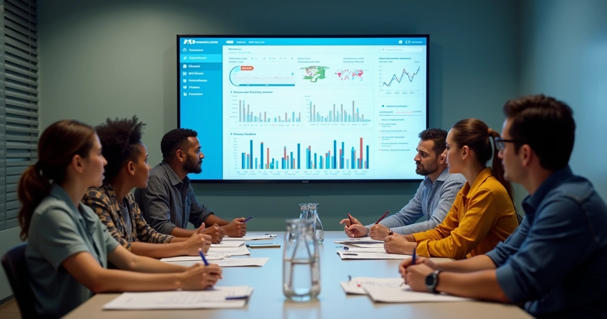 Equipe escolar discutindo estratégias para reduzir ausências em evento 