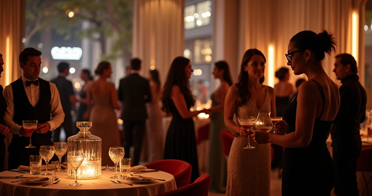 Pessoas em evento exclusivo de cartões 