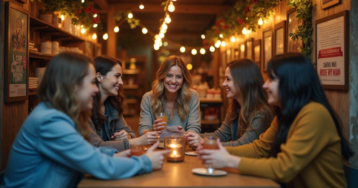 Clientes reunidos em evento com clima exclusivo em loja pequena 