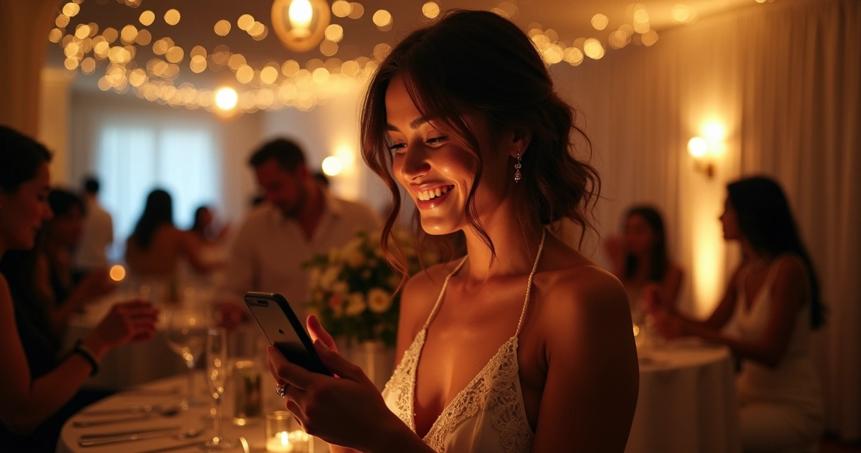 Pessoa usa celular no evento privativo reservado com concierge 