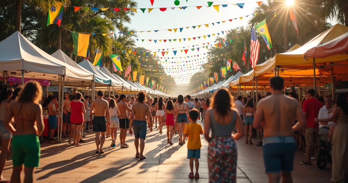 Festa típica americana em Orlando com participação de brasileiros 