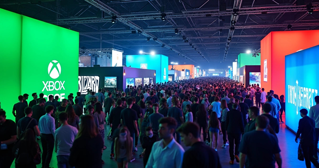 Multidão de pessoas andando entre estandes coloridos no Distrito Anhembi 