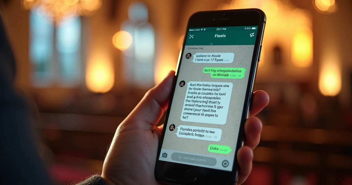 Conversa de WhatsApp com convites para eventos religiosos em destaque 