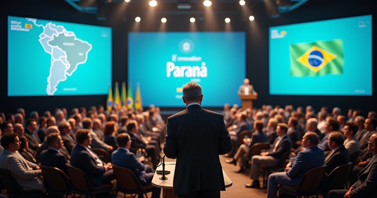 Evento sobre inovação e afiliação política no Paraná com destaque para Newton Bonin.