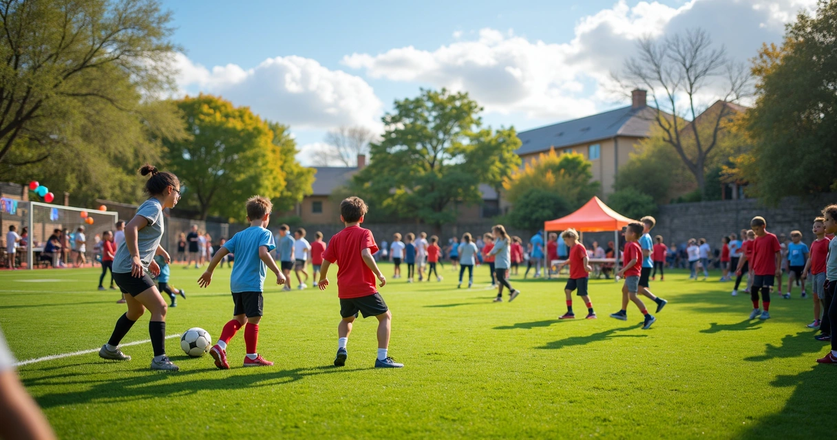 Evento de integração entre alunos e famílias na escola de futebol