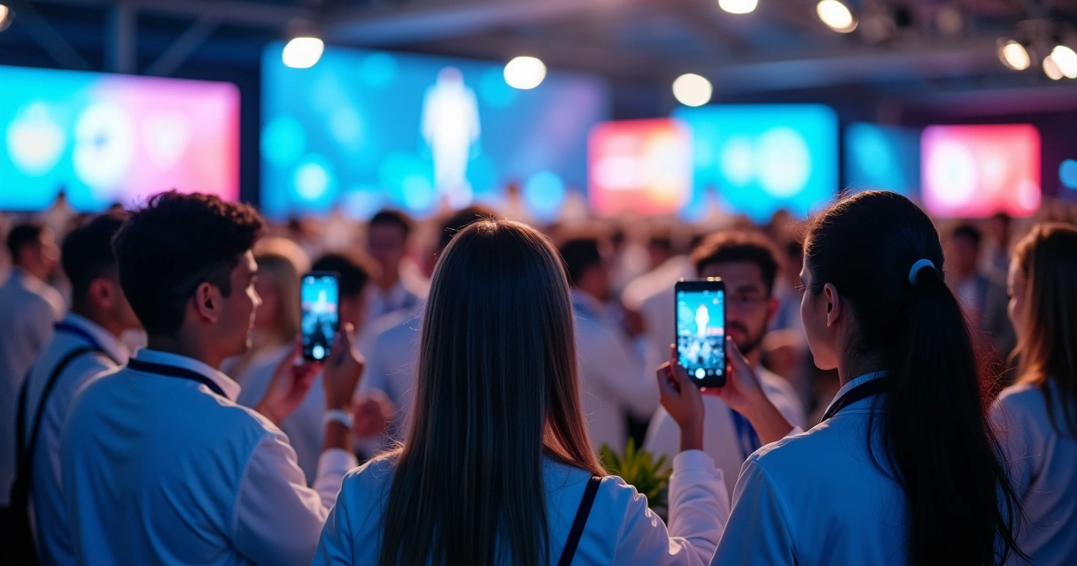 Médicos participando de evento e criando conteúdo para Instagram 