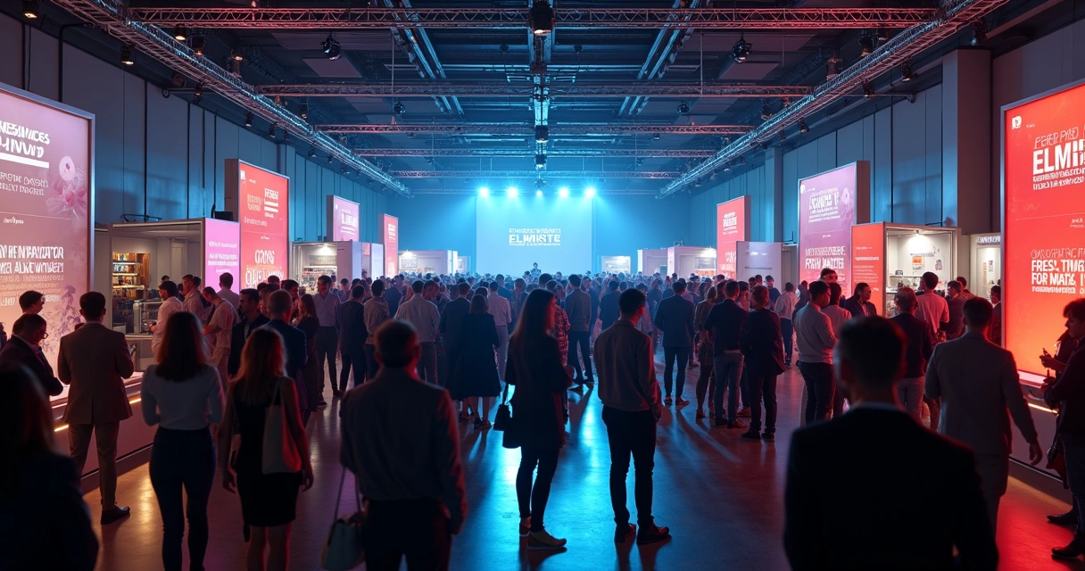 Evento de negócios local com apresentação e networking 