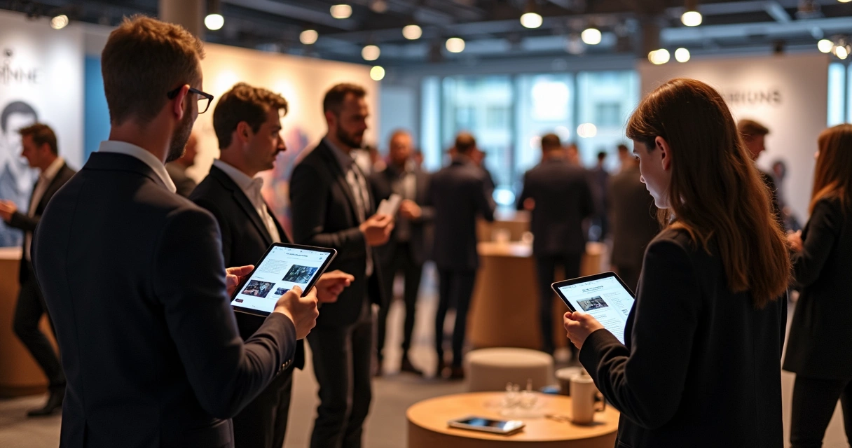 Profissionais de fotografia conversando em evento de networking 