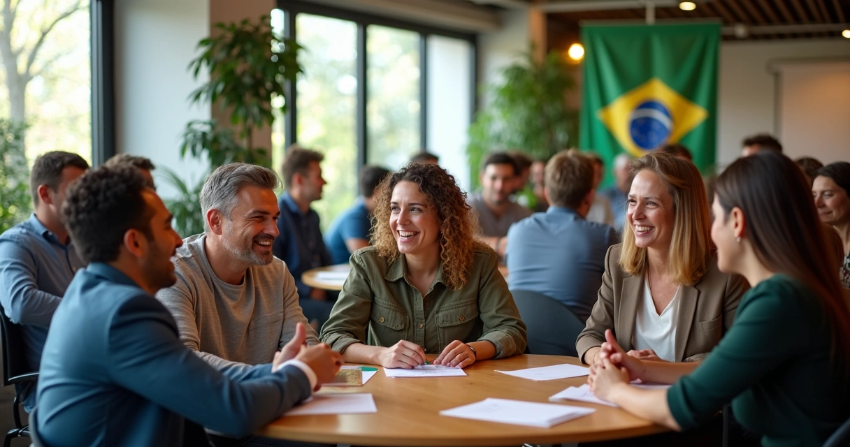 Reunião de empresários em Curitiba trocando cartões 