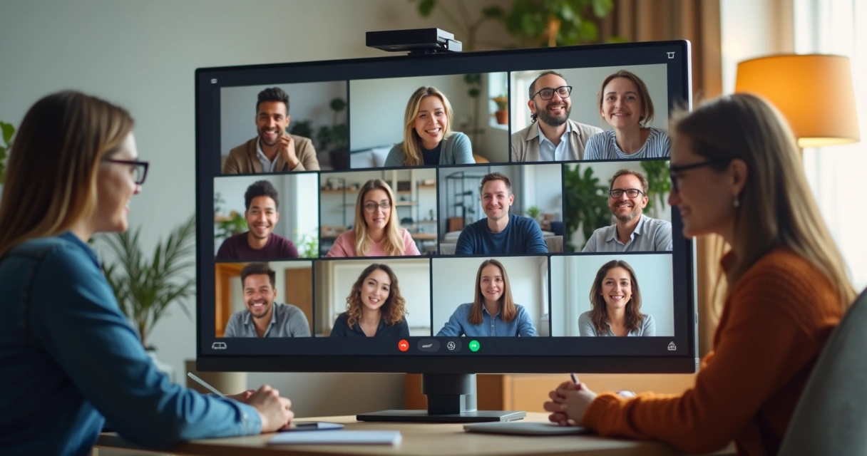 Participantes em evento online interagindo em videochamada